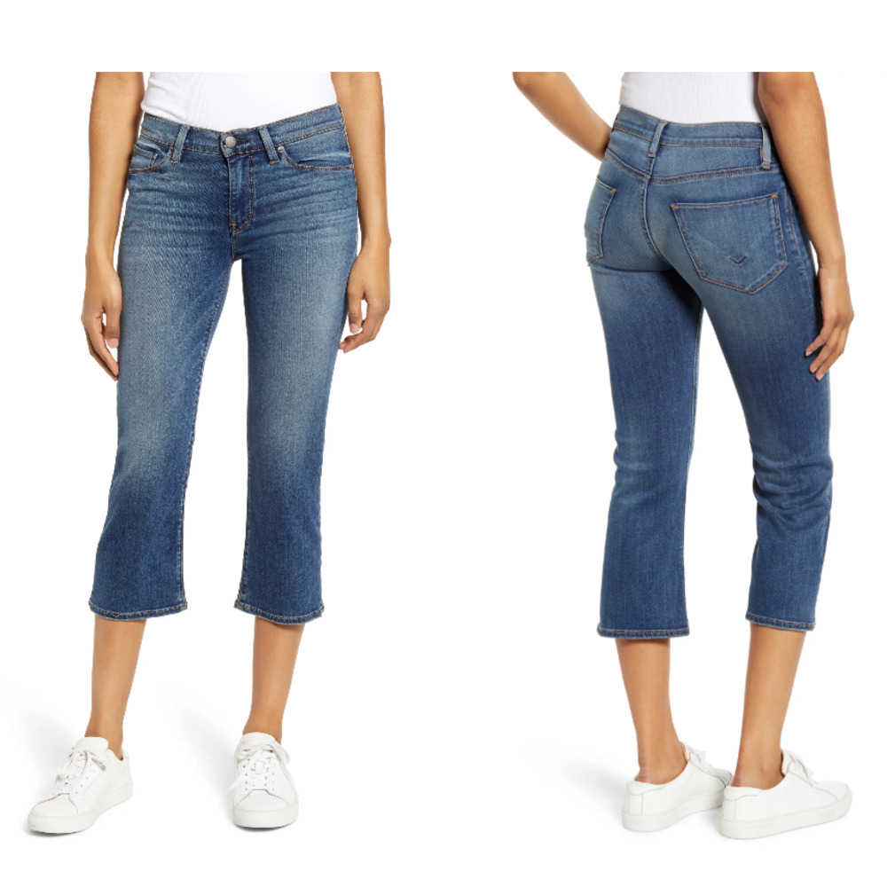 Hudson wide leg stella midrise crop straight blue jeans stretch 32